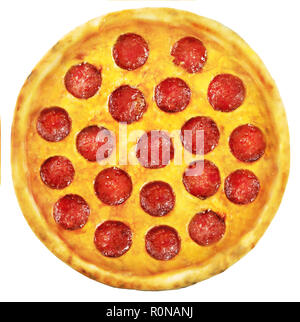 Klassische Pizza Pepperoni overhead Studio shot für Pizza Liebhaber Stockfoto