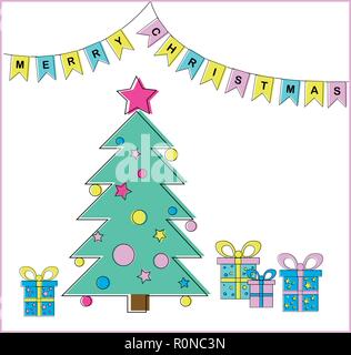 Weihnachtsbaum und Geschenke Vector Illustration Stock Vektor