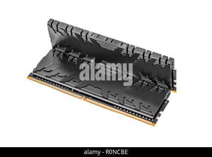 Ram DDR4 Speichermodule auf einem weißen Hintergrund. Stockfoto