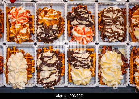 Variationen der Belgische Waffeln Stockfoto