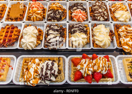 Variationen der Belgische Waffeln Stockfoto