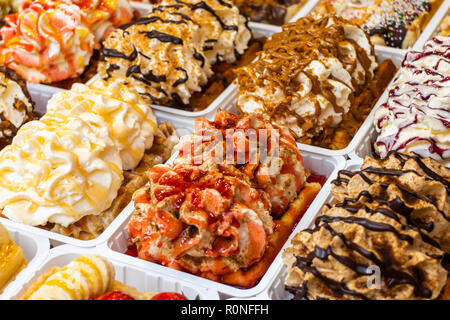 Variationen der Belgische Waffeln Stockfoto