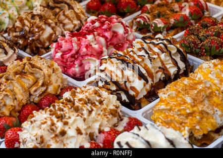 Variationen der Belgische Waffeln Stockfoto