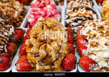 Variationen der Belgische Waffeln Stockfoto