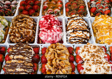 Variationen der Belgische Waffeln Stockfoto