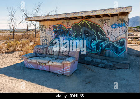 Landschaften im Übergang, Salton Sea Beach, Kalifornien Stockfoto