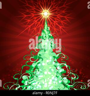 Weihnachtskarte desing mit einem Weihnachtsbaum. Vector Illustration Stock Vektor