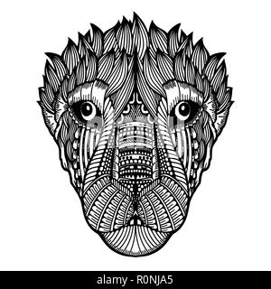 Zentangle Tiger. Hand gezeichnet doodle Vector Illustration. Hoch detaillierte Skizze für Tattoo oder makhenda. Tier Sammlung. T-Shirt drucken. Stock Vektor