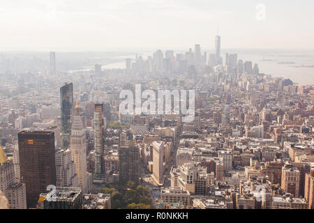 Süden Blick vom Empire State Building in Manhattan, New York City, Vereinigte Staaten von Amerika. Uns, U.S.A, Stockfoto