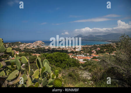 Vue depuis Les hauteurs De Calvi, Korsika, Frankreich Stockfoto