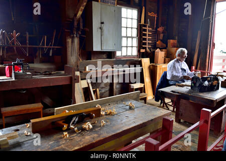 In Hancock Shaker Village Holzbearbeitung Workshop, auf der Interstate 20 in der Nähe von Pittsfield MA, USA Stockfoto