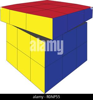 Der Vektor der Spielzeug Rubik's Cube 4X4 Quadrat auf weißem Hintergrund Stock Vektor