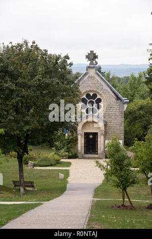 "Unsere Liebe Frau von Europa' Kirche, erbaut auf dem Gelände des 'lost Village" in Fleury Devant Douaumont, während der Schlacht von Verdun, Frankreich zerstört. Stockfoto