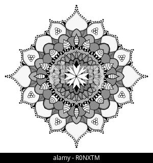 Mandala. Vektor ethnischen Orientalische Kreis Ornament. Monochrome Farben. Graustufen Stock Vektor