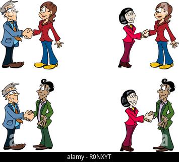 Serie von zeichentrickfiguren Händeschütteln Handshake Stock Vektor