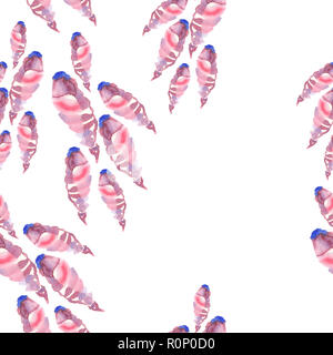 Aquarell nahtlose Muster der abstrakten bunte Fische auf weißem Hintergrund Stockfoto