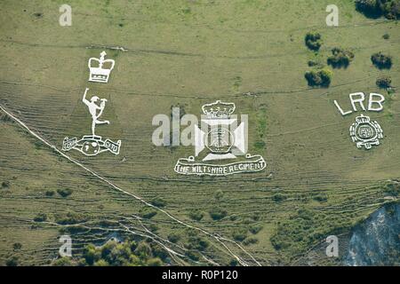 Chalk militärische Abzeichen, Fovant, Wiltshire, 2015. Schöpfer: Historisches England Fotograf. Stockfoto