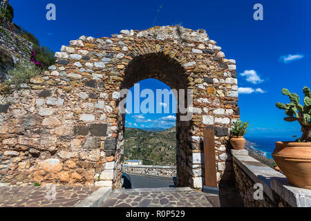 Architektonische Details. Castelmola, Sizilien, Italien. Stockfoto