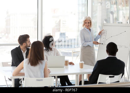 Im mittleren Alter Mentorin zug Unternehmen Mitarbeiter Stockfoto