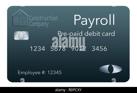 Hier ist ein Lohn- und ec-Karte. Es ist eine vorausbezahlte Karte verwendet die Mitarbeiter ihre gehaltsabrechnung Löhne zu zahlen. Es ist und Illustration. Stockfoto