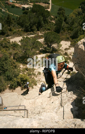 Klettersteig. Centelles. Catalunya. Spanien Stockfoto