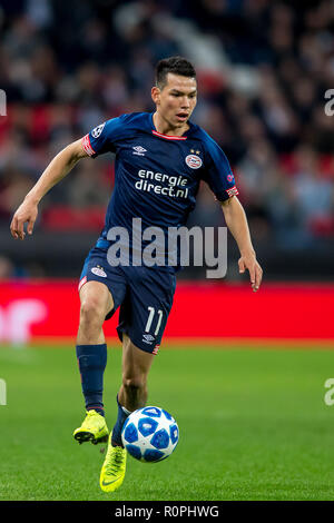 Wembley Stadion, London, UK. 6. November 2018. Hirving Lozano von PSV Eindhoven während der UEFA Champions League Match zwischen den Tottenham Hotspur und PSV Eindhoven im Wembley Stadion, London, England am 6. November 2018. Foto von salvio Calabrese. Credit: UK Sport Pics Ltd/Alamy leben Nachrichten Stockfoto