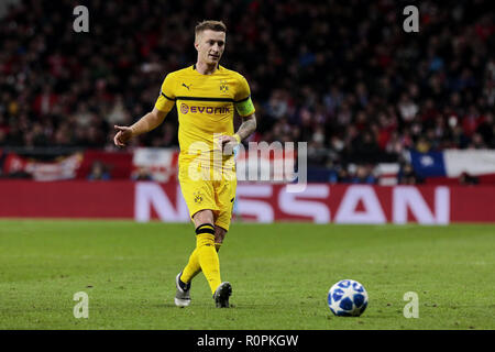 Madrid, Madrid, Spanien. 6 Nov, 2018. Borussia Dortmund Marco Reus während der UEFA Champions League Spiel zwischen Atlético de Madrid und Borussia Dortmund an Wanda Metropolitano Stadion. Credit: LEGAN S. Mace/SOPA Images/ZUMA Draht/Alamy leben Nachrichten Stockfoto