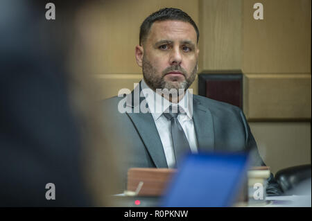 Oktober 1, 2018 - Fort Lauderdale (Florida, USA), 10/01/2018 - Pablo Ibar beim Start des neuen Versuch heute, Montag, 1. Oktober 2018, in Broward County Courthouse in Fort Lauderdale, Florida. EFE/Giorgio Viera/POOL Credit: Sonne-hinweissymbol/ZUMA Draht/Alamy leben Nachrichten Stockfoto