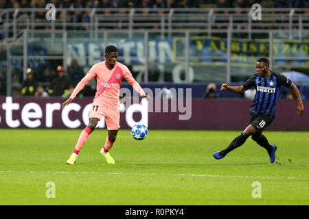 Mailand, Italien. 6. November 2018. Armenian Dembelè des FC Barcelona in der UEFA Champions League Gruppe B Spiel zwischen FC Internazionale und FC Barcelona. Credit: Marco Canoniero/Alamy leben Nachrichten Stockfoto