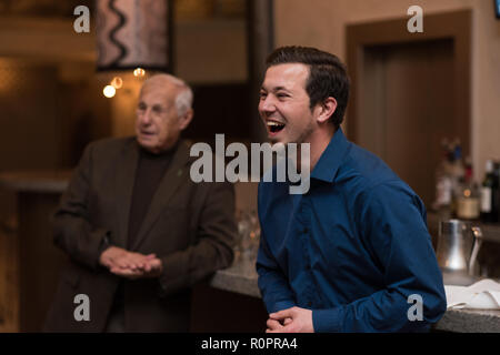 Elk Grove Village, IL, USA. 6 Nov, 2018. Cook County Board Kommissar wählen Kevin Borrini Morrison bei seiner Wahl night Party im Belvedere Bankettsaal in Elk Grove Village, IL, USA. Credit: 363 Chrucky/Alamy Leben Nachrichten. Stockfoto