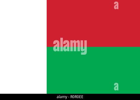 Vektor Bild für Madagaskar Flagge. Auf der Grundlage der Offiziellen und dem genauen Madagaskar Flagge Abmessungen (3:2) & Farben (Weiß, 186 c und 354 C) Stock Vektor