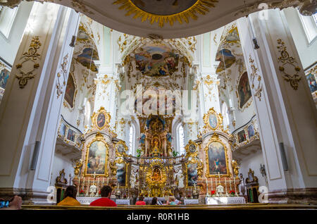 Innenraum des Kloster Andechs, ein Benedikt Kloster mit einer berühmten Bierbrauerei Stockfoto