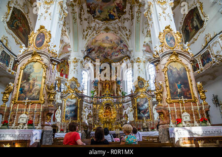 Innenraum des Kloster Andechs, ein Benedikt Kloster mit einer berühmten Bierbrauerei Stockfoto