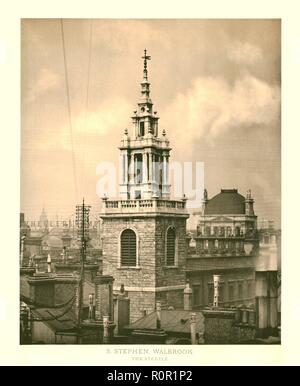 T Stephen Walbrook, der Kirchturm", Mitte - Ende des 19. Jahrhunderts. Schöpfer: Unbekannt. Stockfoto