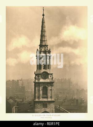 T Giles-in-the-Fields, der Kirchturm", Mitte - Ende des 19. Jahrhunderts. Schöpfer: Unbekannt. Stockfoto