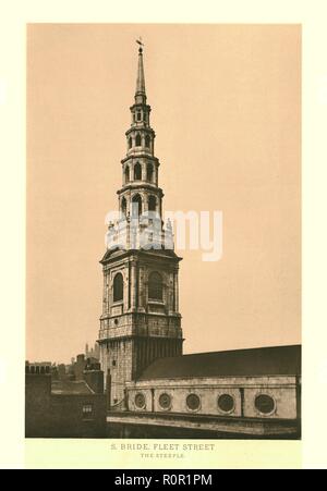 T'S Braut, Fleet Street, der Kirchturm", Mitte - Ende des 19. Jahrhunderts. Schöpfer: Unbekannt. Stockfoto