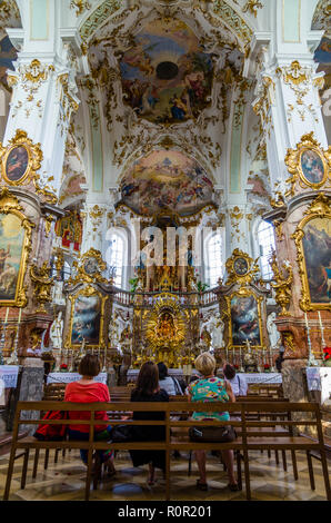 Innenraum des Kloster Andechs, ein Benedikt Kloster mit einer berühmten Bierbrauerei Stockfoto