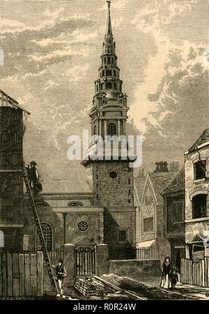 T'S. Der Braut Kirche, Fleet Street, 1824, (1897). Schöpfer: Unbekannt. Stockfoto