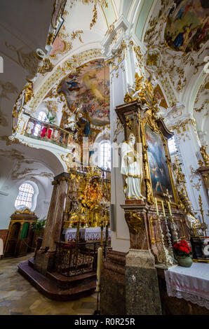 Innenraum des Kloster Andechs, ein Benedikt Kloster mit einer berühmten Bierbrauerei Stockfoto