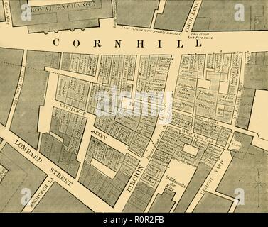 "Der Plan zeigt das Ausmaß der große Brand in Cornhill in 1748', (c 1872). Schöpfer: Unbekannt. Stockfoto