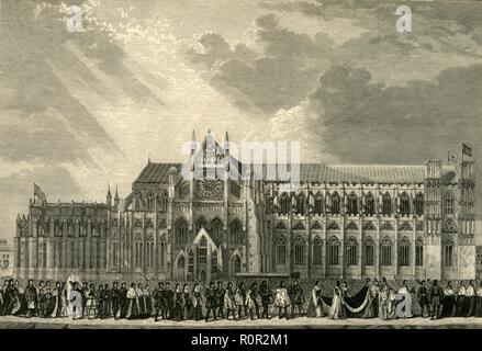 "Die krönungsprozession von Anne Boleyn zur Westminster Abbey", 1533, (1881). Schöpfer: Unbekannt. Stockfoto