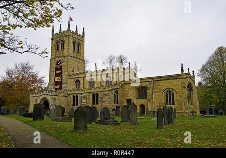 St Peter's Church im Conisbrough, ist das älteste Gebäude in South Yorkshire und eine der ältesten in England. Stockfoto