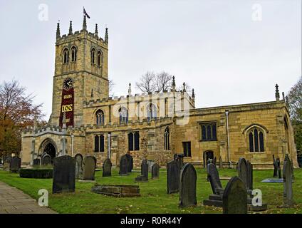 St Peter's Church im Conisbrough, ist das älteste Gebäude in South Yorkshire und eine der ältesten in England. Stockfoto