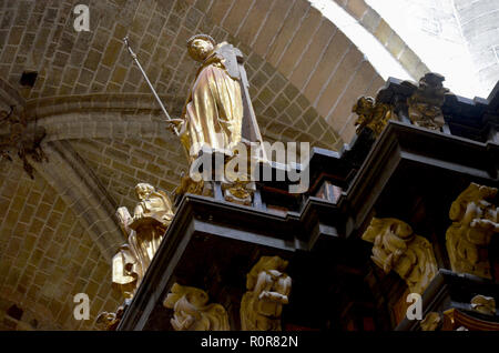 Indoor architektonischen Details des 15. Jahrhundert Guadalajara Kathedrale, Provinz Guadalajara, Spanien Stockfoto