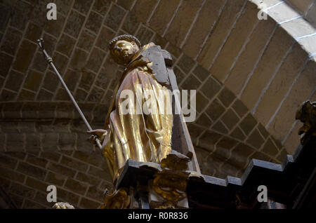 Indoor architektonischen Details des 15. Jahrhundert Guadalajara Kathedrale, Provinz Guadalajara, Spanien Stockfoto