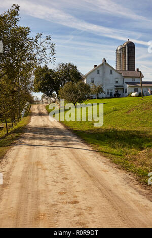 Unbefestigte Farm Lane, Pennsylvania Dutch Country, Lancaster County, Pennsylvania, USA Stockfoto