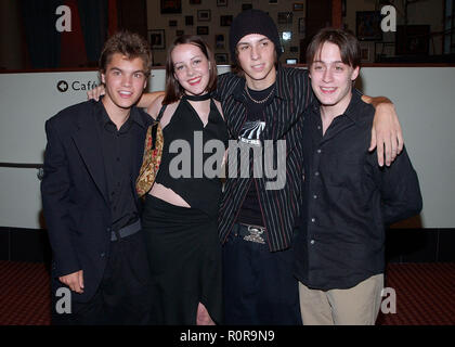 Von der Besetzung, Emile Hirsch, Jena Malone, Jake Richardson und Kieran Culkin bei der Premiere der "gefährlichen Leben der Ministranten" posiert als an der A Stockfoto