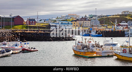 Hafen von Stykkishólmur, Halbinsel Snaefellsnes, West Island, Island Stockfoto