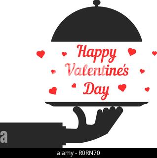 Schwarze Hand mit Happy Valentinstag Stock Vektor