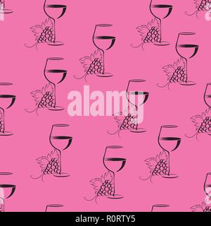 Nahtlose Muster der Weingläser. Vector Illustration auf das Thema der Getränke und Logos. Stock Vektor
